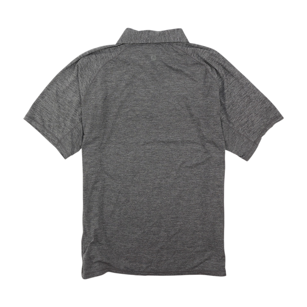 Gray Solid Short Sleeve Polo