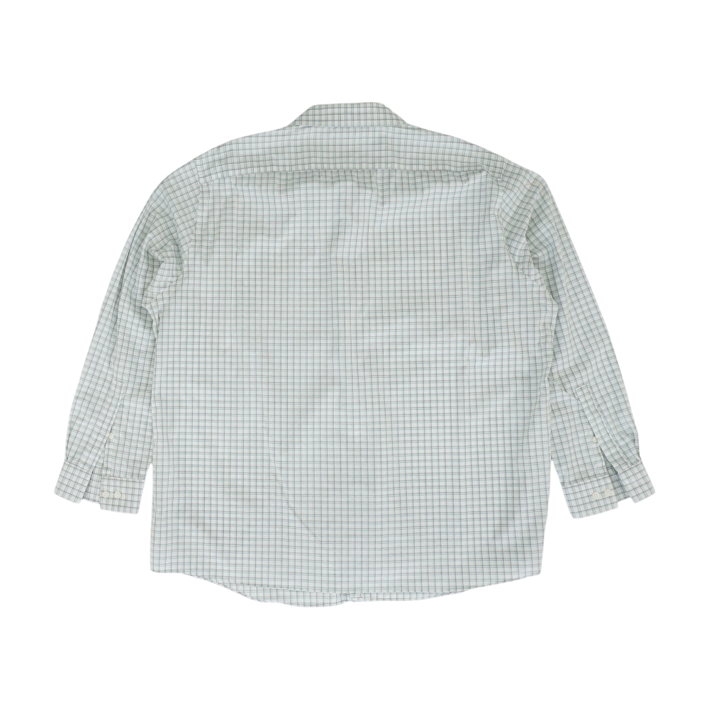 White Plaid Long Sleeve Button Down