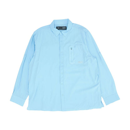 Blue Solid Outdoor Button Down