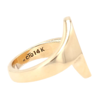 14K Gold Bypass Shank Oval Signet Ring