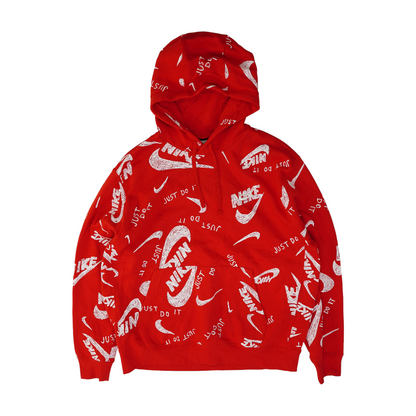 Red Print Hoodie Pullover