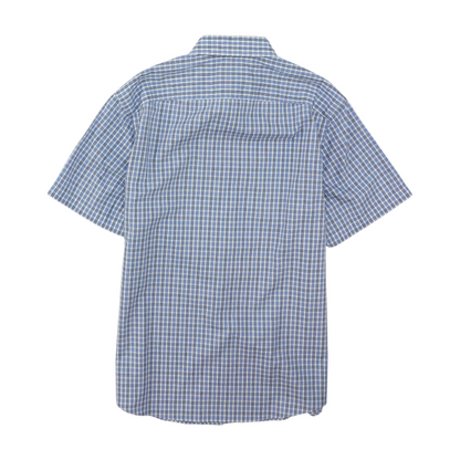 Blue Plaid Short Sleeve Button Down
