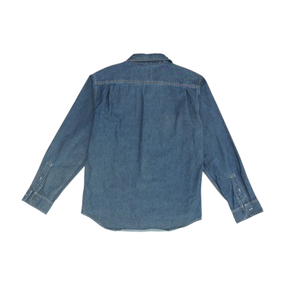 Blue Solid Long Sleeve Button Down