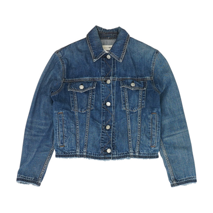 Blue Solid Denim Jacket