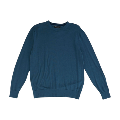 Blue Solid Pullover Sweater