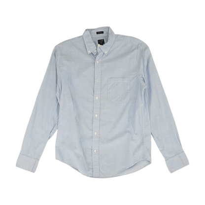 Blue Solid Long Sleeve Button Down