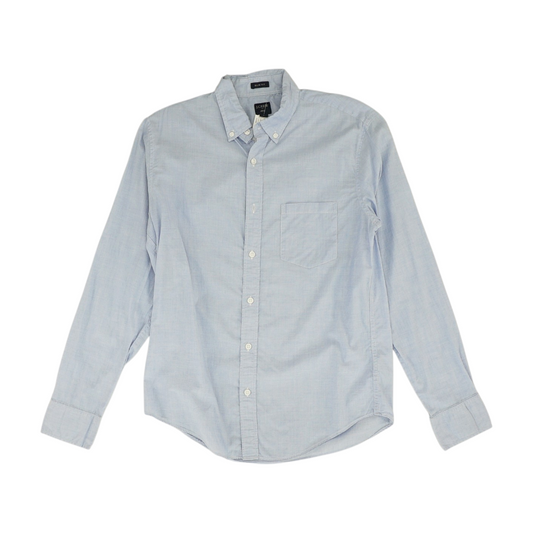 Blue Solid Long Sleeve Button Down