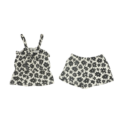Black Floral Sleeveless Set