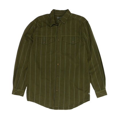 Green Striped Long Sleeve Button Down
