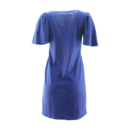 Blue Solid Mini Dress