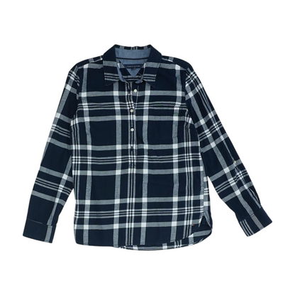 Navy Plaid Flannel Button Down