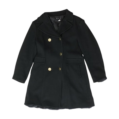 Black Solid Peacoat Coat