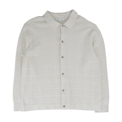 Beige Solid Long Sleeve Button Down