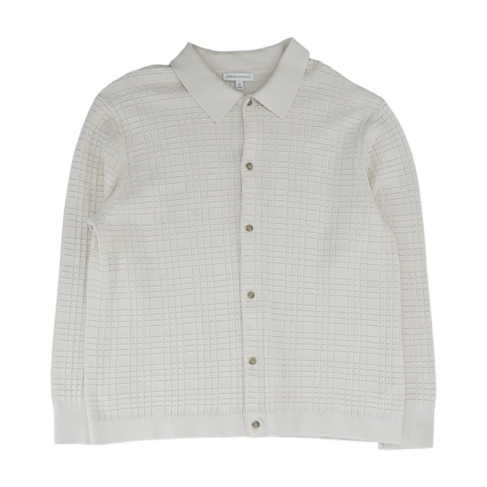 Beige Solid Long Sleeve Button Down