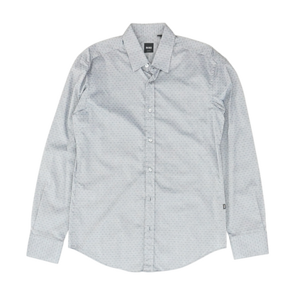 Navy Print Long Sleeve Button Down