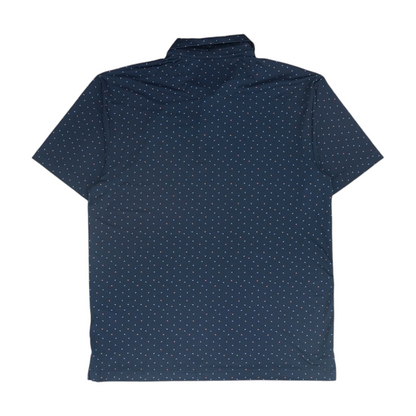 Navy Print Short Sleeve Polo