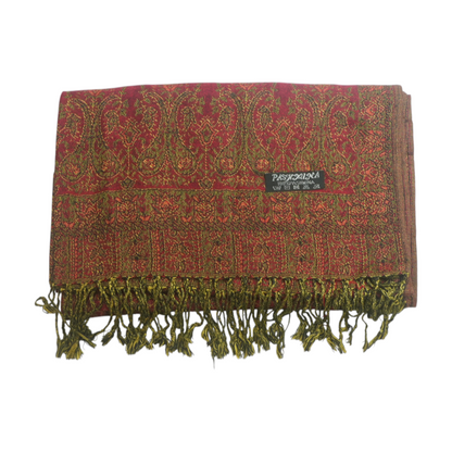 Red Print Cashmere Blend Scarf