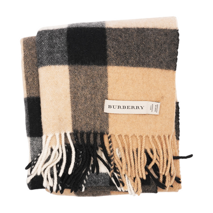 Archive Beige Check Cashmere Scarf