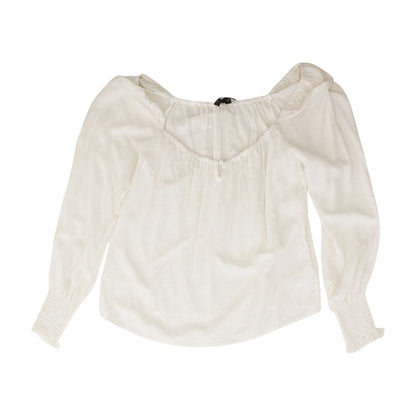 White Solid Long Sleeve Blouse