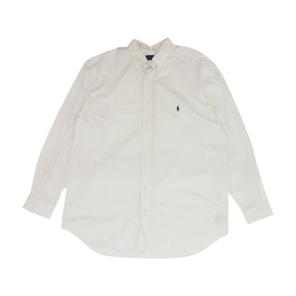 White Tall Solid Long Sleeve Button Down