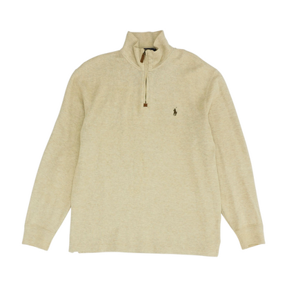 Beige Solid 1/4 Zip Sweater