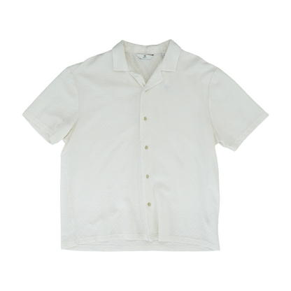 Ivory Print Short Sleeve Button Down