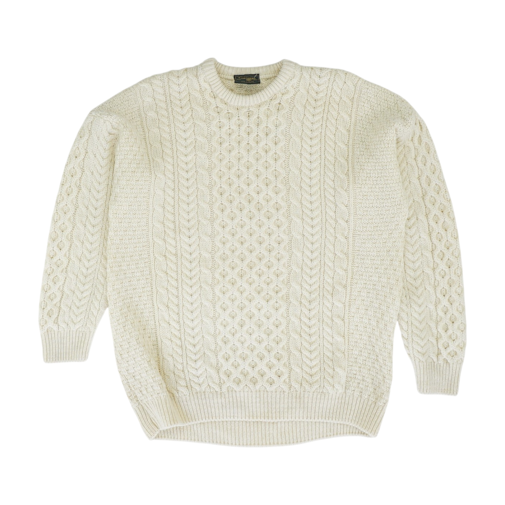 Cream Solid Pullover Sweater