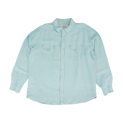Blue Houndstooth Long Sleeve Button Down