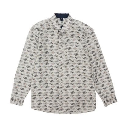 White Floral Long Sleeve Button Down