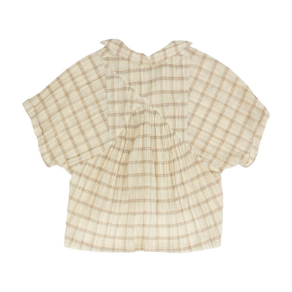 Beige Plaid Blouse