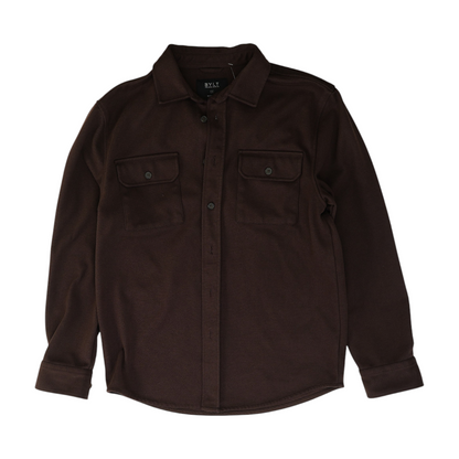 Brown Solid Flannel Button Down