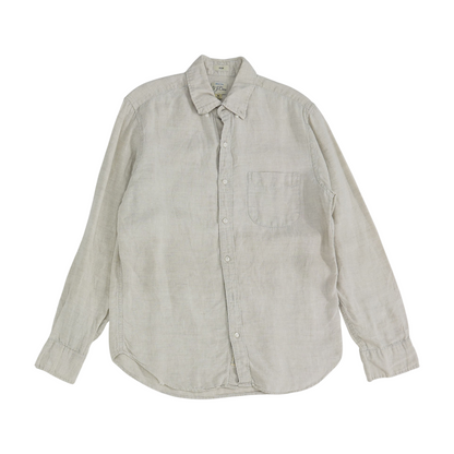Beige Solid Long Sleeve Button Down