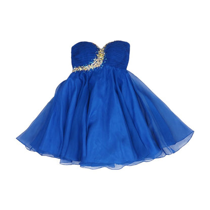 Blue Solid Mini Dress