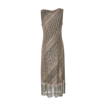 Gold Print Midi Dress