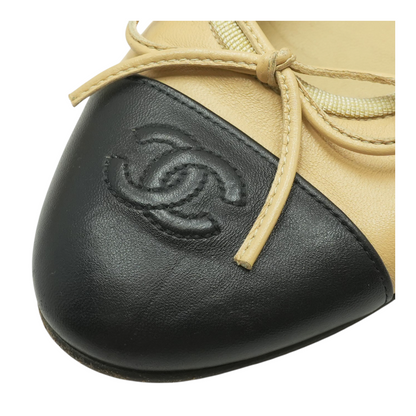 Beige and Black Ballet Flats
