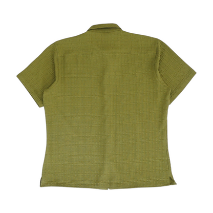 Green Solid Short Sleeve Button Down