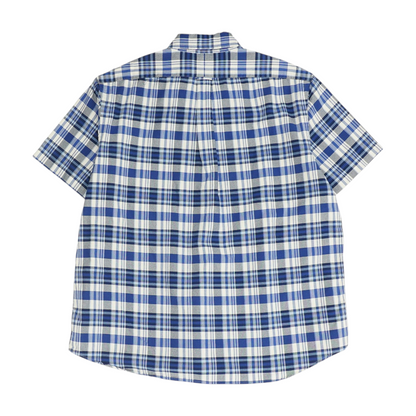 Navy Plaid Short Sleeve Button Down