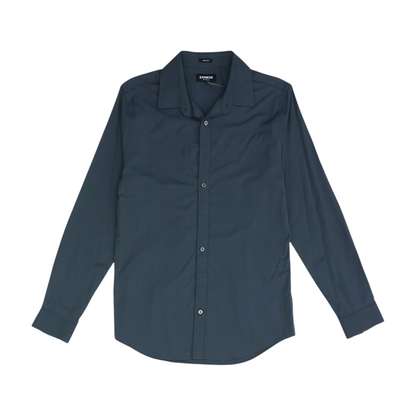 Gray Solid Long Sleeve Button Down