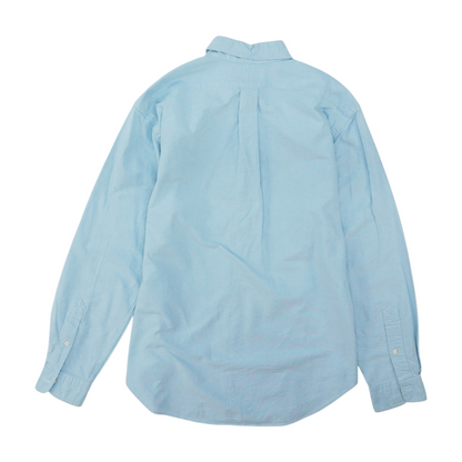 Blue Solid Long Sleeve Button Down