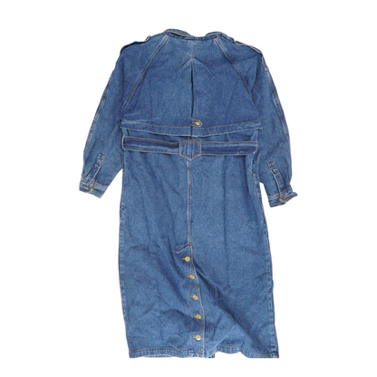 Vintage Denim Belted Trench Coat