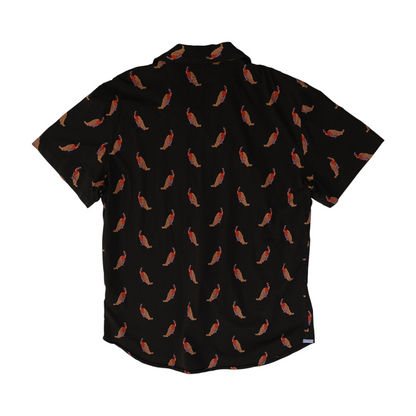 Black Print Short Sleeve Button Down