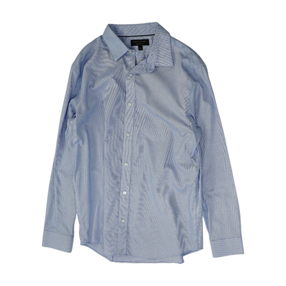 Blue Solid Long Sleeve Button Down