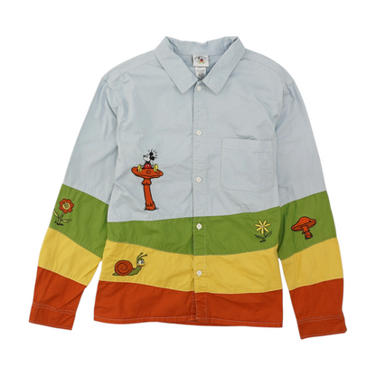 Multi Color Block Long Sleeve Button Down