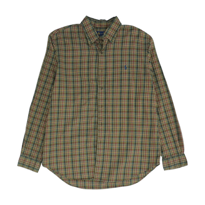 Green Plaid Long Sleeve Button Down