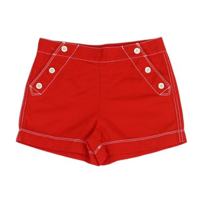 Red Solid Chino Shorts