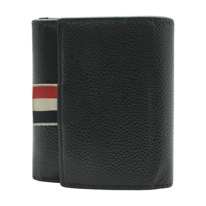 Black Pebble Grain Coin Compartment Small Purse