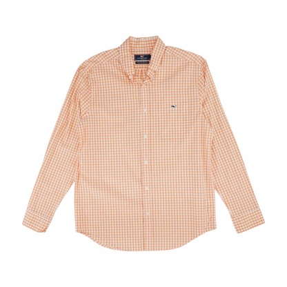 Coral Check Long Sleeve Button Down