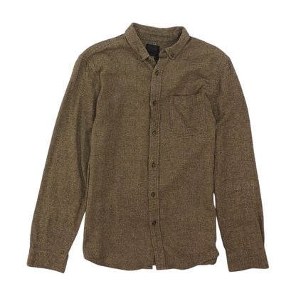 Brown Solid Flannel Button Down