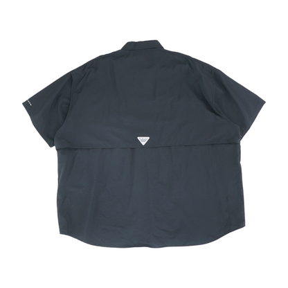 Black Solid Short Sleeve Button Down