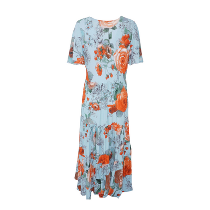 Blue Floral Midi Dress